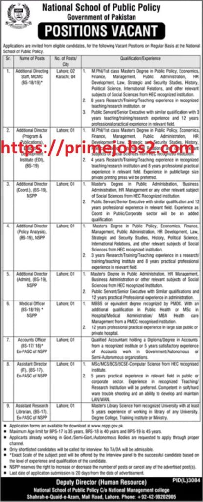 Advertisement of School of Public Policy (NSPP) Jobs 2024