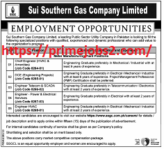 Advertisement of SSGC Sui Southern Gas Company Jobs 2024